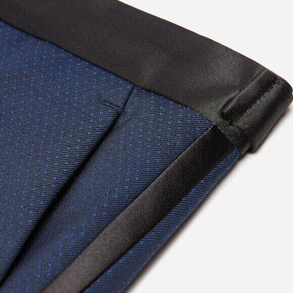 new 38x36 dress pant Extra Slim Navy Dobby Wool Blend Tuxedo Pant Satin Navy Tux - Picture 5 of 7